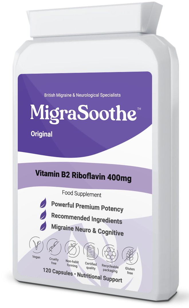 MigraSoothe Original| Riboflavin 400mg Caps | Riboflavin For Migraines | Vitamin B2 | Purple Standard Formula