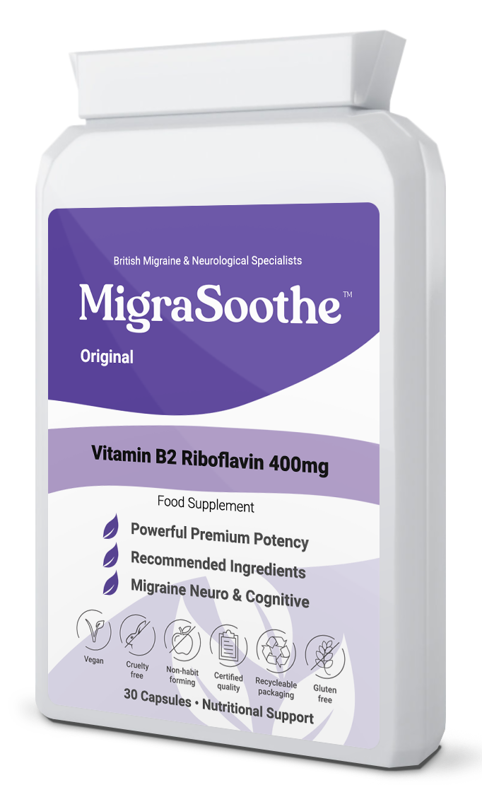 MigraSoothe Original| Riboflavin 400mg Caps | Riboflavin For Migraines | Vitamin B2 | Purple Standard Formula