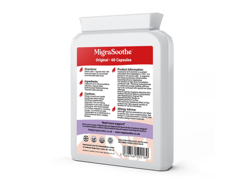 Coenzyme Q10 CoQ10 MigraSoothe Booster