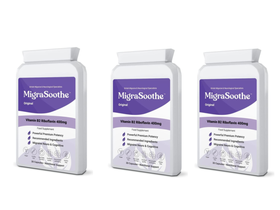 MigraSoothe Original| Riboflavin 400mg Caps | Riboflavin For Migraines | Vitamin B2 | Purple Standard Formula