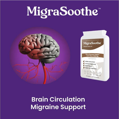 MigraSoothe Booster Series VII Lion's Mane 3000 Mg  Nerve Recovery Support   UK Made and Allergen Free - 120 Vegan Capsules