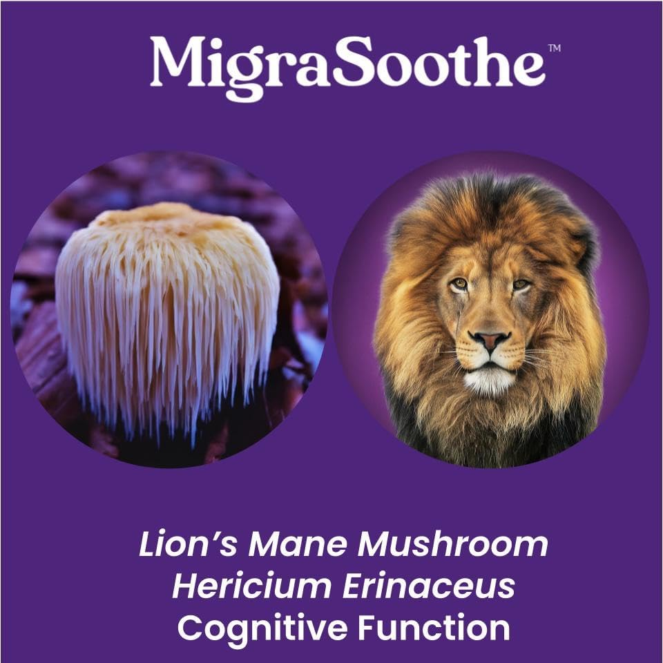 MigraSoothe Booster Series VII Lion's Mane 3000 Mg  Nerve Recovery Support   UK Made and Allergen Free - 120 Vegan Capsules