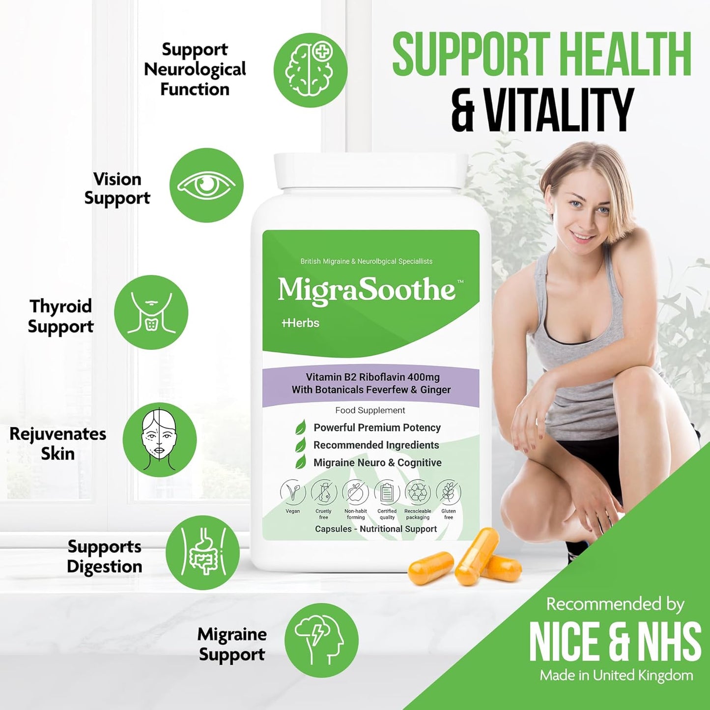 MigraSoothe + Herbs Migraine Relief Feverfew