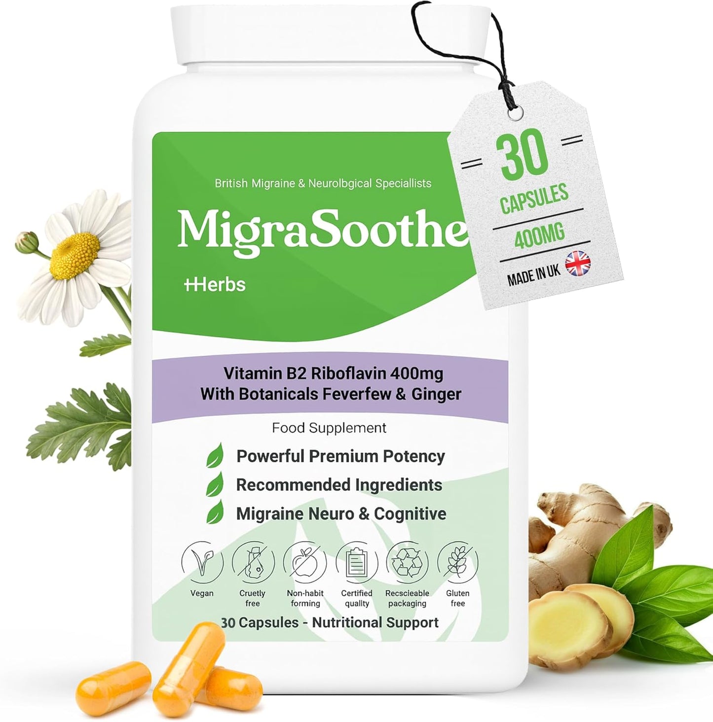 MigraSoothe + Herbs Migraine Relief Feverfew
