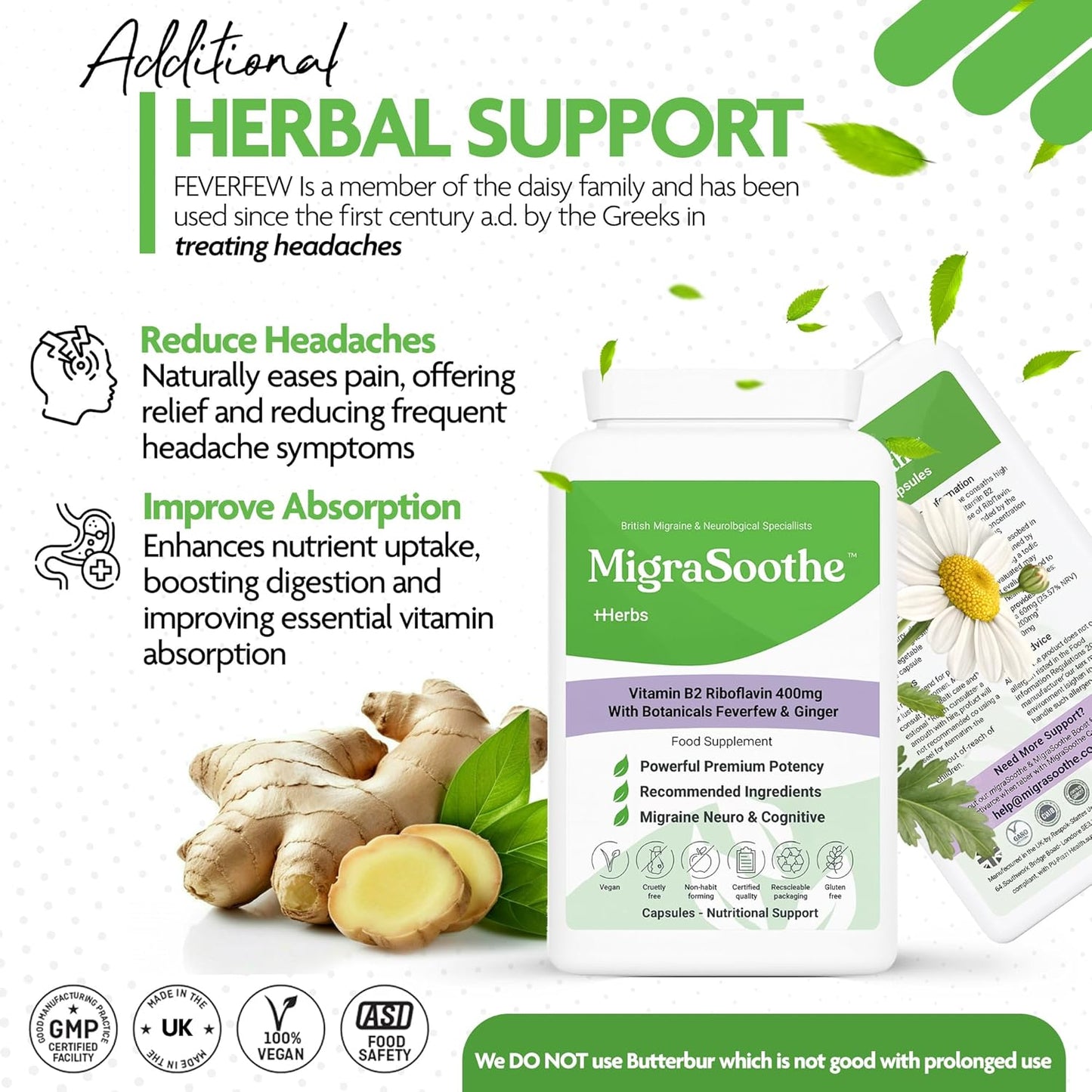 MigraSoothe + Herbs Migraine Relief Feverfew