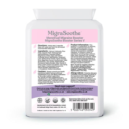 MigraSoothe Women’s Booster — product label and information