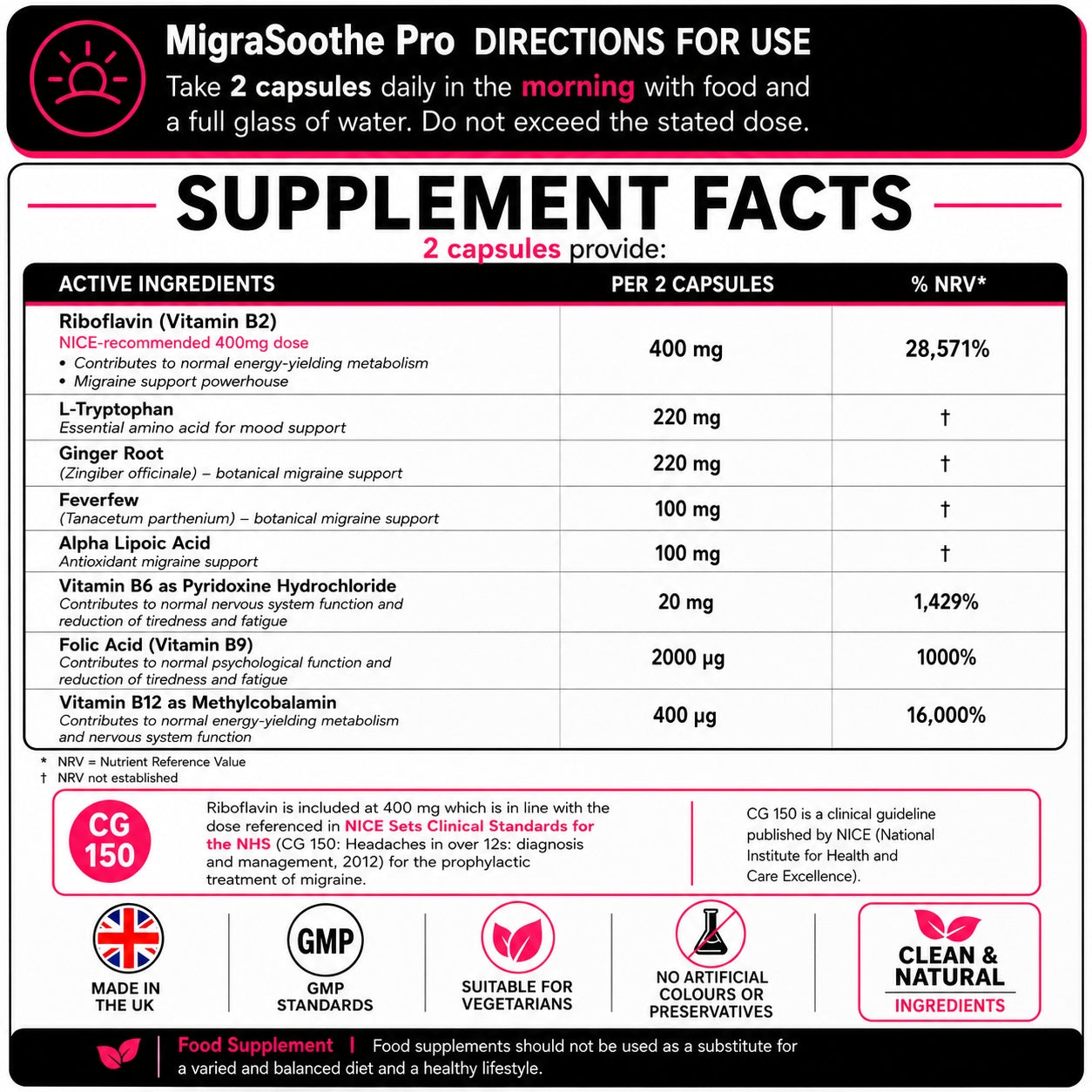 MigraSoothe Pro Version  (Migraine & Low Mood) B2 Riboflavin 400 Mg