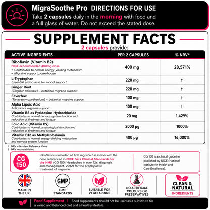 MigraSoothe Pro Version  (Migraine & Low Mood) B2 Riboflavin 400 Mg