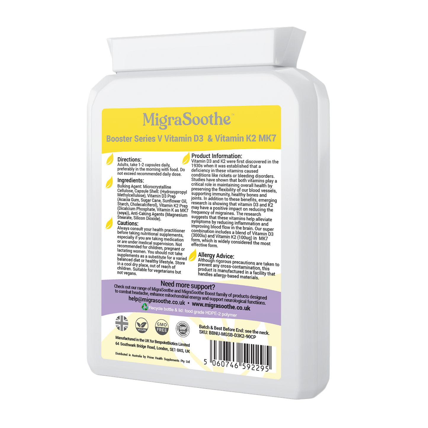 MigraSoothe Booster Vitamin D3 Vitamin K2 MK7 Complex