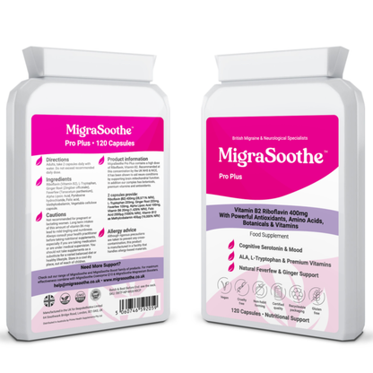 MigraSoothe Pro Bundle - Triple Pack Riboflavin  Magnesium CoQ10 Tryptophan Feverfew Ginger etc