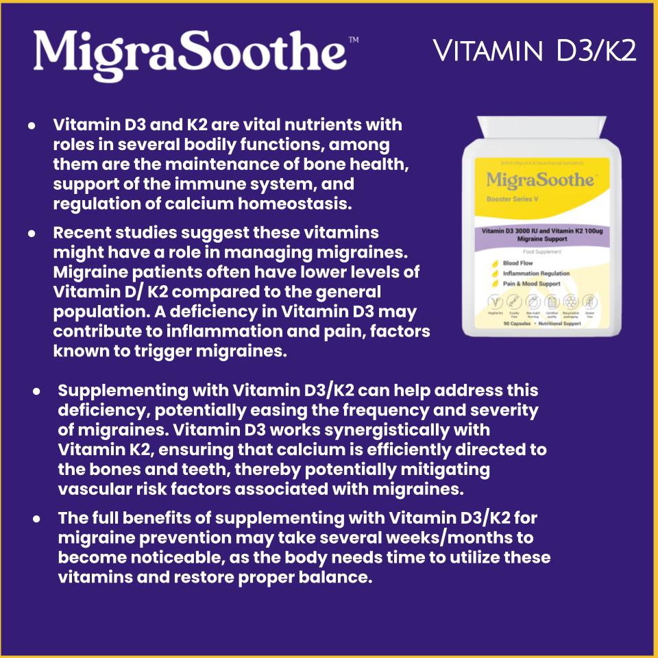 MigraSoothe Booster Vitamin D3 Vitamin K2 MK7 Complex