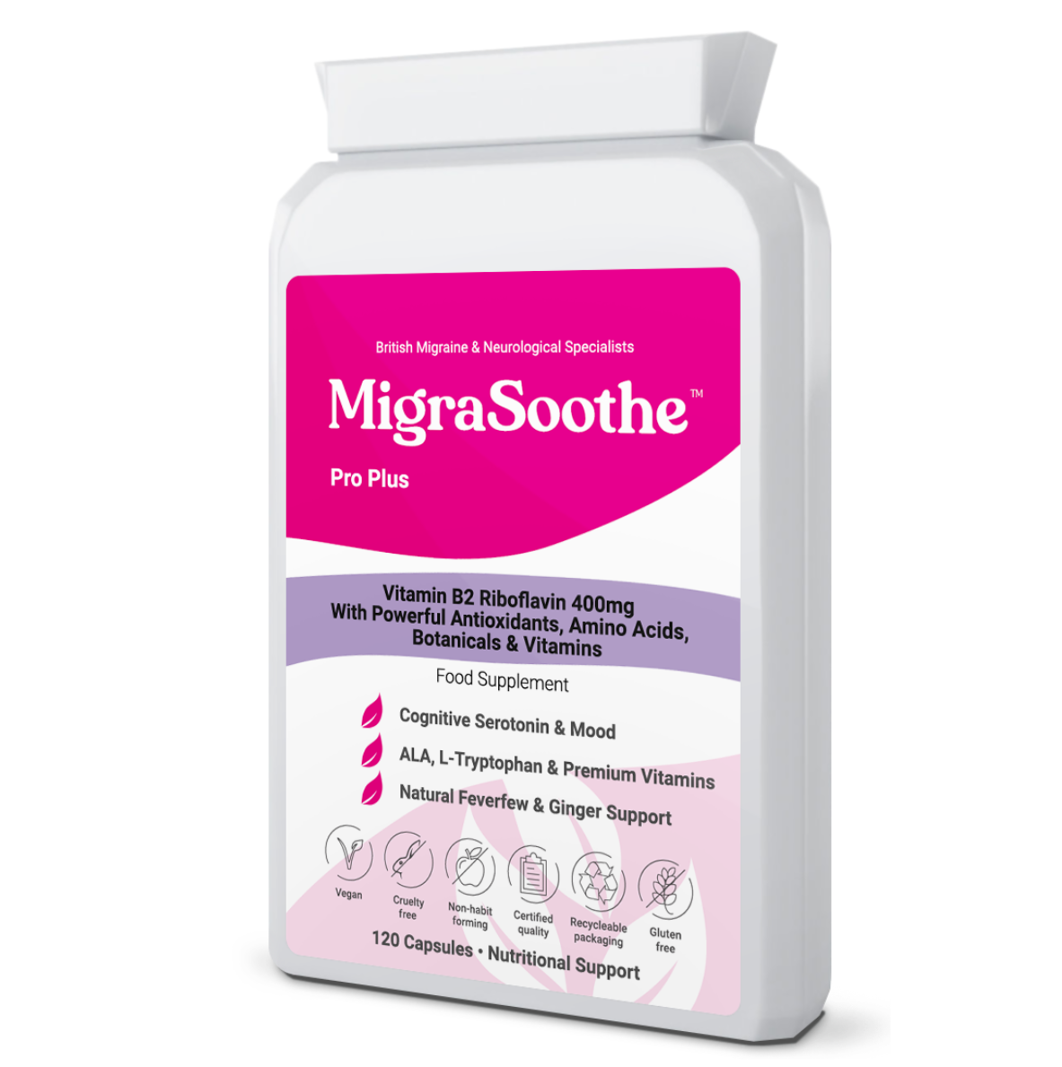 MigraSoothe Pro Bundle - Triple Pack Riboflavin  Magnesium CoQ10 Tryptophan Feverfew Ginger etc